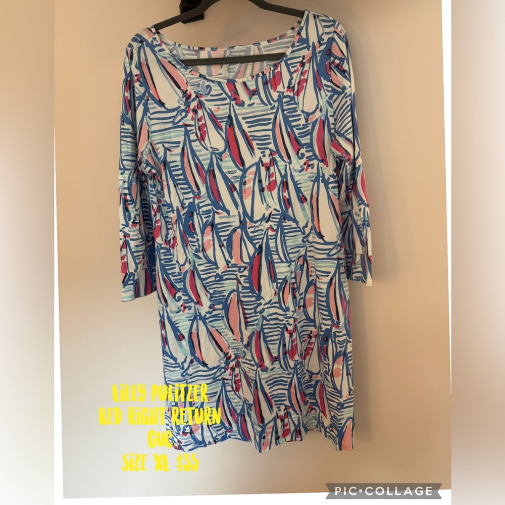 Lilly Pulitzer Sailboat Print Dress in Blue and Pink